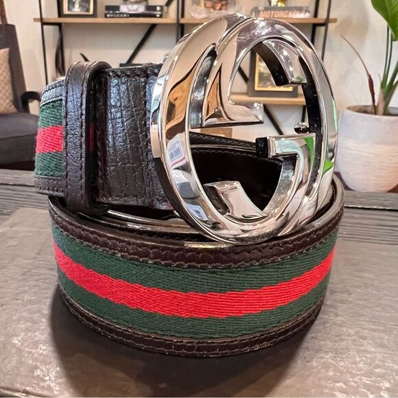 Gucci Belt with Iconic Web-line Design 90/36 - Picture 2 of 7